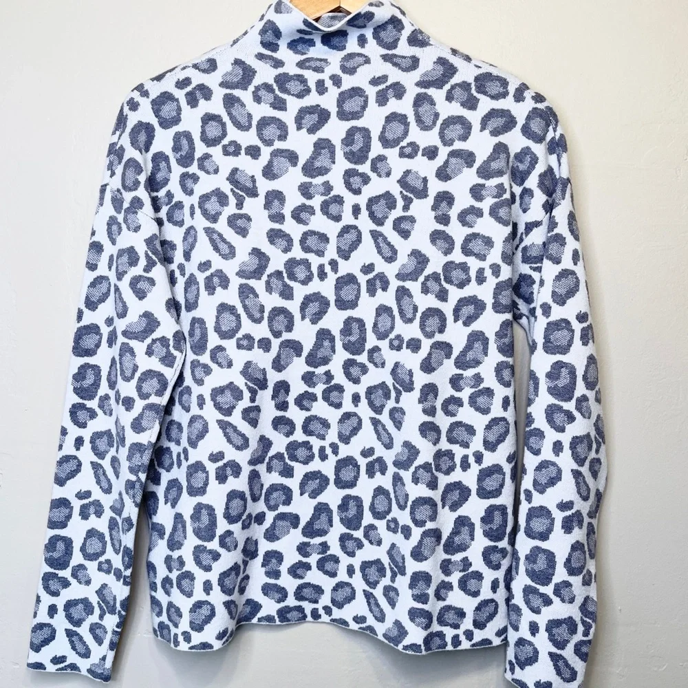 Tahari | Leopard Print Mock Neck Long Sleeve Boxy Cozy Soft Sweater - Picture 4 of 10